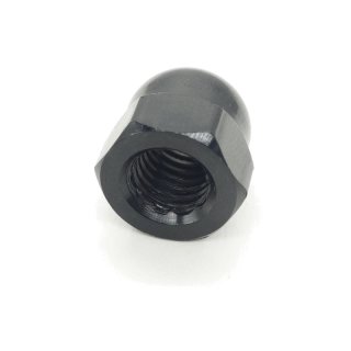 M8 Aluminium Hutmutter matt schwarz mit Bohrung 4,5 mm