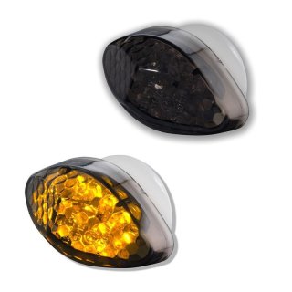 1 pair LED fairing indicator oval black tinted